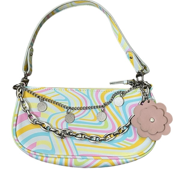 Vintage Y2K 90’s pastel smiley charms small shoulder bag - Picture 4 of 12